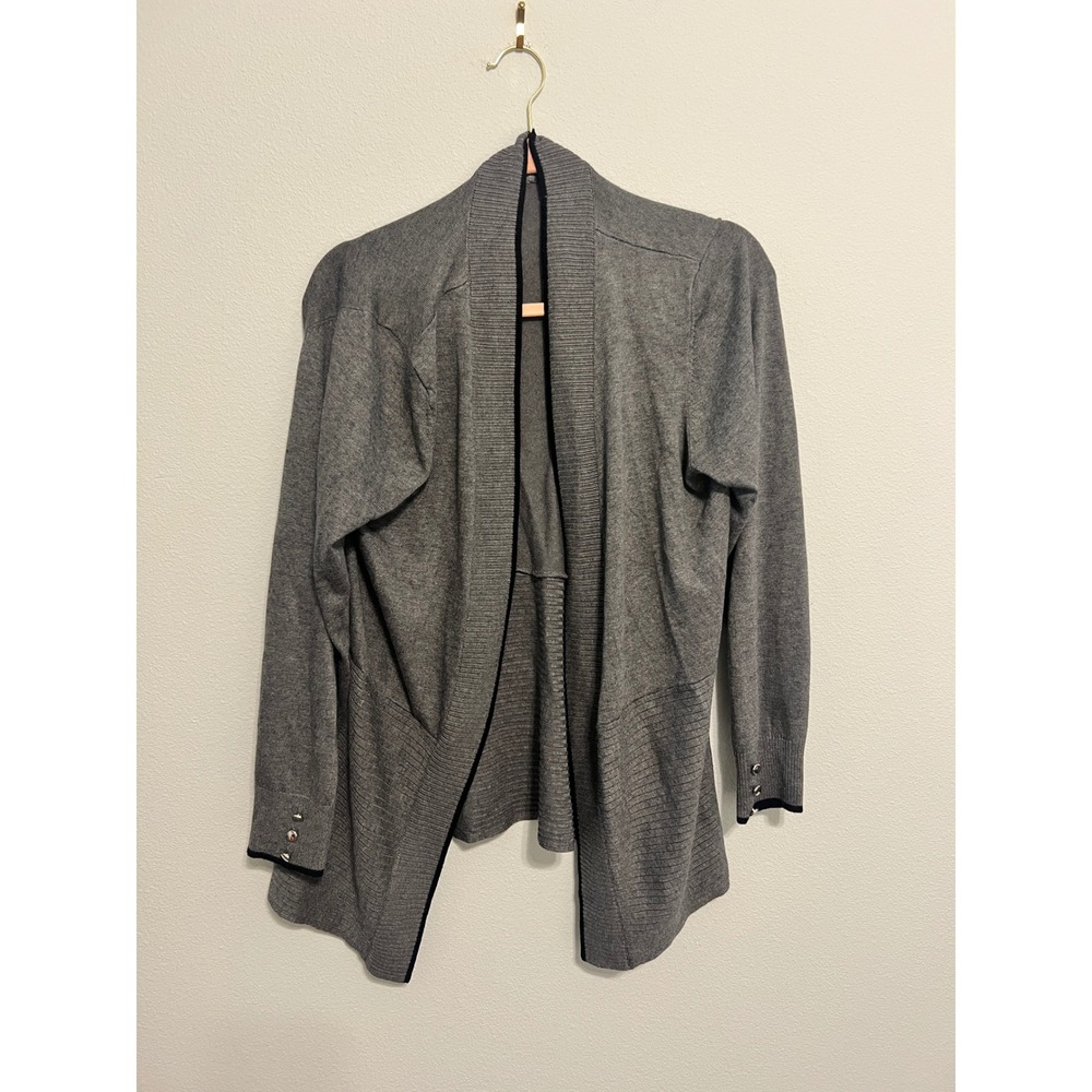 Love Scarlett Gray Open Front Cardigan Shawl Collar Button Cuff Size Large